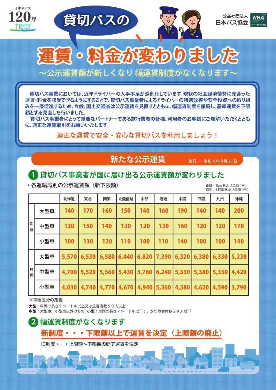 貸切バスの運賃・料金が変わりました」～公示運賃額が新しくなり幅 運賃制度がなくなります～ | 公益社団法人兵庫県バス協会